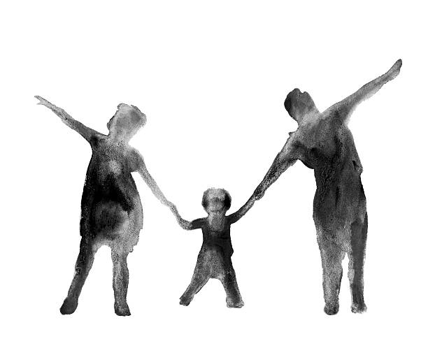 istock silhouette of people. a family. isolated. watercolor 524896378