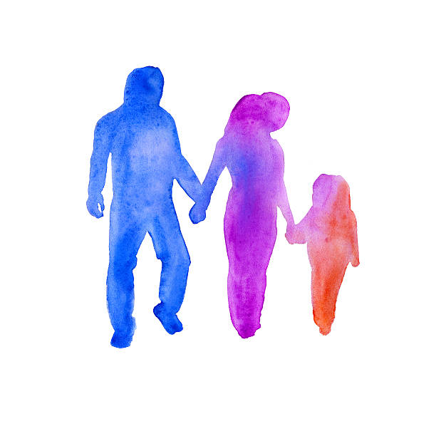 istock silhouette of people. a family. isolated. watercolor 524896444