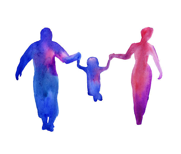 istock silhouette of people. a family. isolated. watercolor 524896504