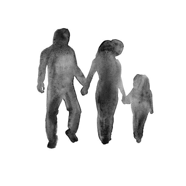 istock silhouette of people. a family. isolated. watercolor 524896548