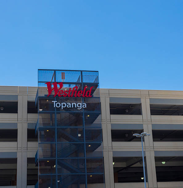 Westfield Topanga Mall Woodland Hills, USA - April 20, 2016: An editorial stock photo of the Westfield Topanga Mall entrance and signage. the Westfield Topanga Mall is a up-scale shopping and retail center in San Fernando Valley in Los Angeles County, California. It is frequented by locals and celebrities.  woodland hills los angeles stock pictures, royalty-free photos & images