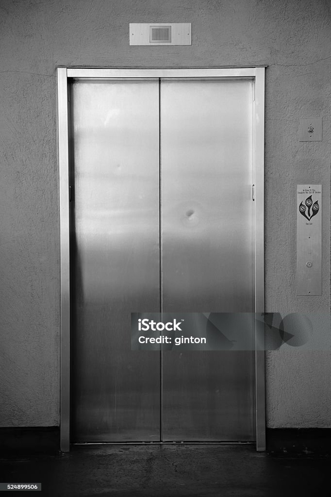 Elevator The close-up of a passenger elevator with automatic sliding doors. Architecture Stock Photo