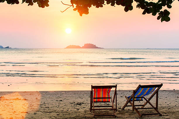istock Two sun loungers in the seaside resort 524899704