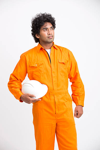 istock Indian municipal young worker with safety helmet 524900726