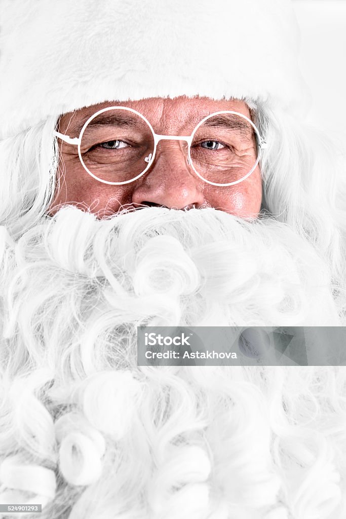 Santa Claus close-up portrait happy Santa Claus close-up portrait Adult Stock Photo