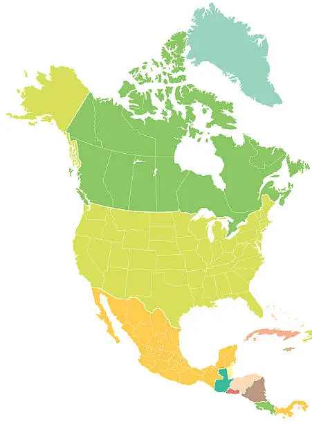 Vector illustration of North America Map