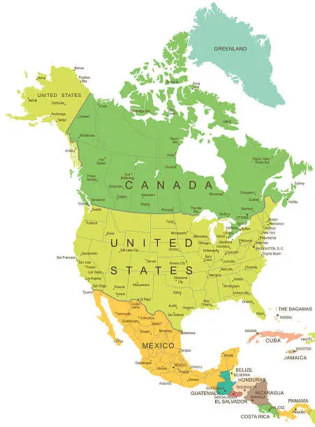 Vector illustration of North America Map - illustration