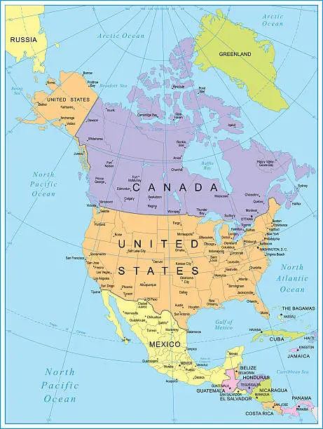 Vector illustration of North America Map - illustration