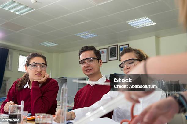 Turkish Students With Protective Glasses Chemistry Lab Research Istanbul Stock Photo - Download Image Now