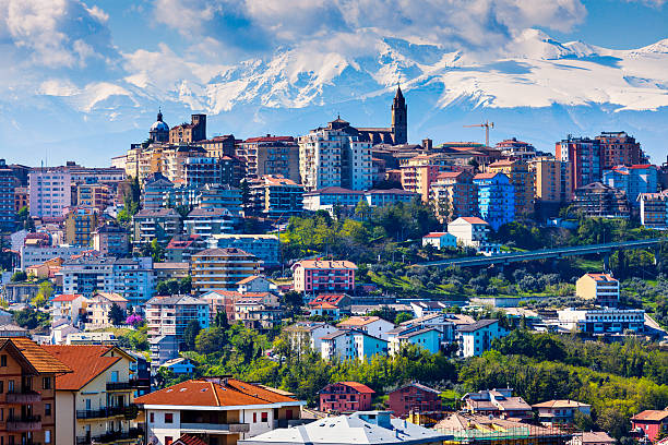 Panorama of Chieti Panorama of Chieti and snowy mountains. Chieti, Abruzzo, Italy chieti stock pictures, royalty-free photos & images