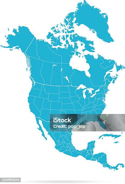 North America Map Stockvectorkunst en meer beelden van Kaart - Kaart, Noord-Amerika, Verenigde Staten