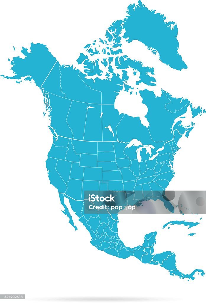 North America Map Empty Blue Map of the North America Map stock vector