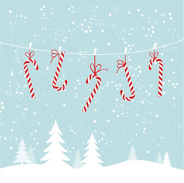 Vector illustration of Hanging candy canes