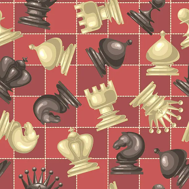 Vector illustration of Seamless pattern with chess pieces.