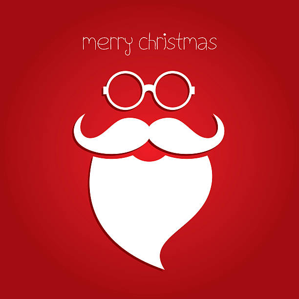 ilustraciones, imágenes clip art, dibujos animados e iconos de stock de feliz tarjeta de navidad con santa claus - santa claus christmas glasses mustache