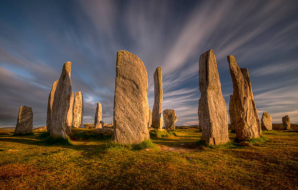 Callanish Stones Callanish henge on Isle of Lewis, Scotland megalith stock pictures, royalty-free photos & images