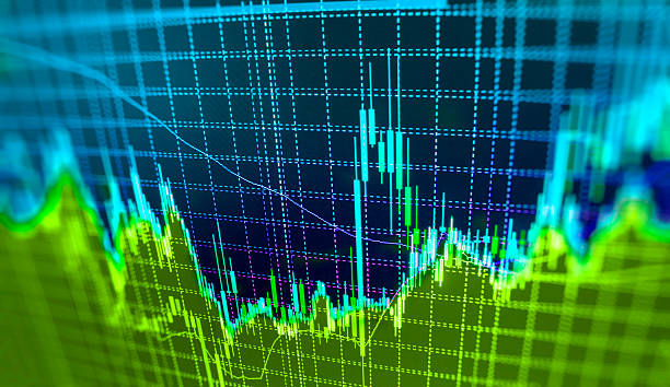 stock market und bar graph diagramm preis anzeigen - grün grafiken stock-fotos und bilder