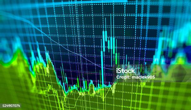 Stock Market Graph And Bar Chart Price Display Stock Photo - Download Image Now - Green Color, Stock Certificate, Chart