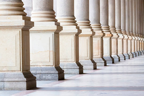 row of classical columns with copy space, czech republic - stabilitet bildbanksfoton och bilder