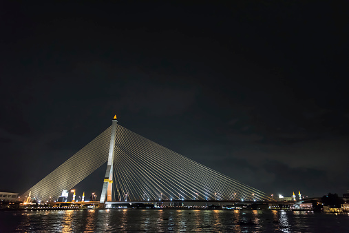 RAMA 8 Bridge at night. Photo was took from the travel boat.