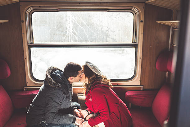 istock Young couple in the train 524911492