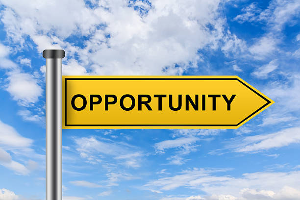 istock yellow road sign with opportunity words 524921401