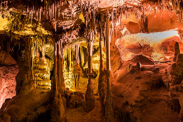 Limestone Cave Decorations Inside the well decorated Lehman Caves in Great Basin National Park, Nevada. rock formations stock pictures, royalty-free photos & images