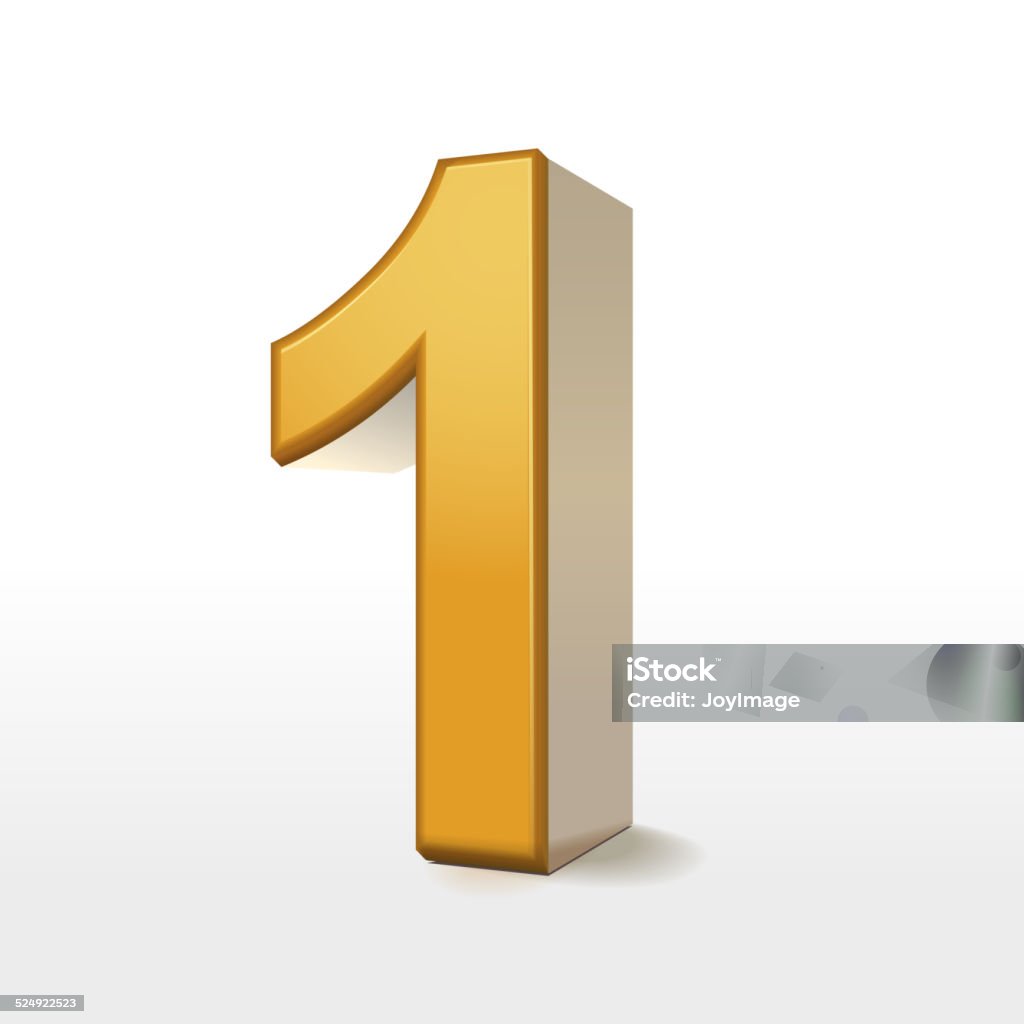Golden 3d Number 1 Stock Illustration - Download Image Now - Number