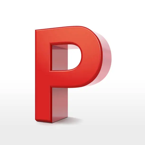 Vector illustration of 3d red letter P