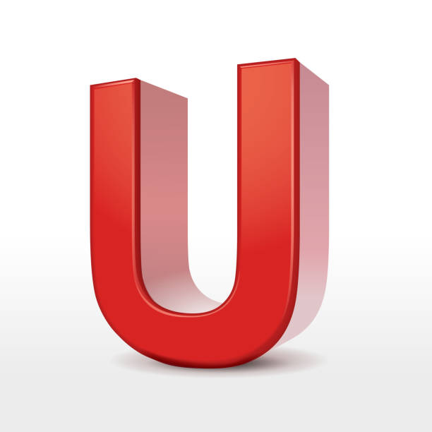 3d red letter U 3d red letter U isolated on white background letter u with words stock illustrations