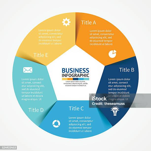 Infografik Diagramm Optionen Die 5 Schritte Stock Vektor Art und mehr Bilder von Abstrakt - Abstrakt, Broschüre, Daten