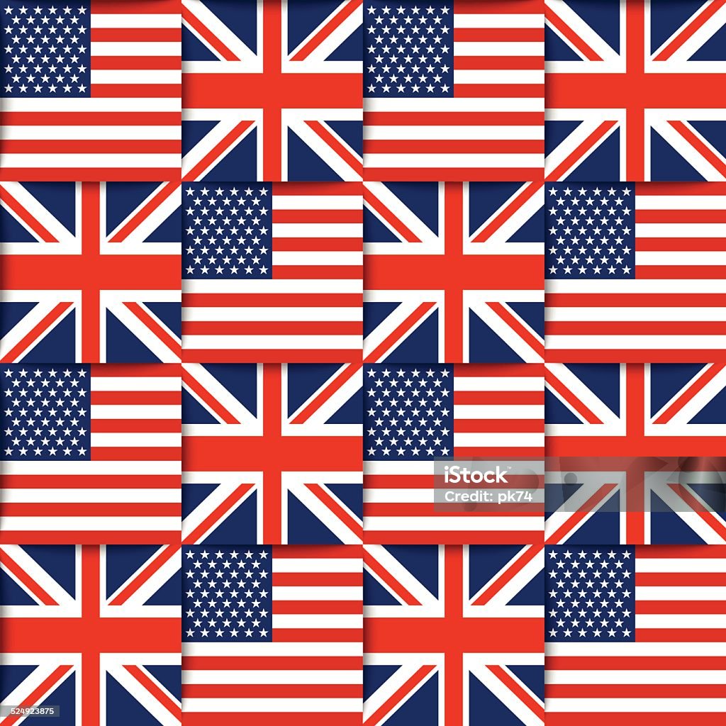 American and British seamless pattern Seamless pattern composed from national flags of the United States of America and United Kingdom American Flag stock vector