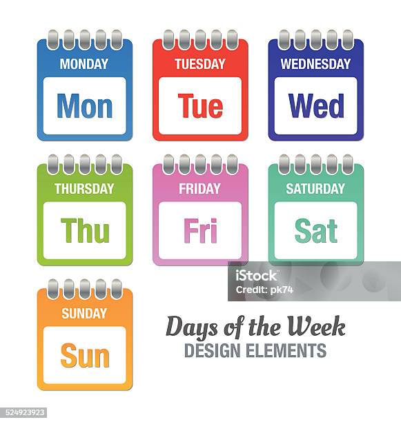 Days Of The Week Stock Illustration - Download Image Now - Calendar, Monday, Day