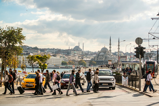People crossing street in Istanbul
