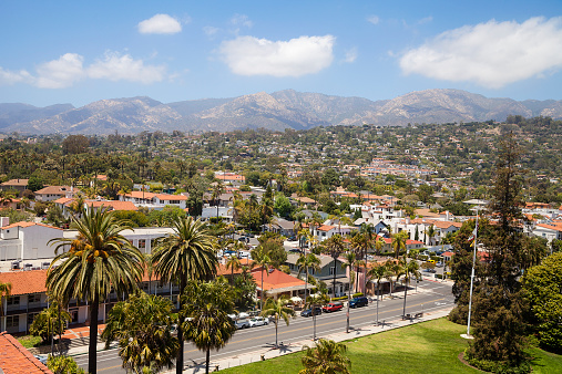 Santa Barbara city and mountain view