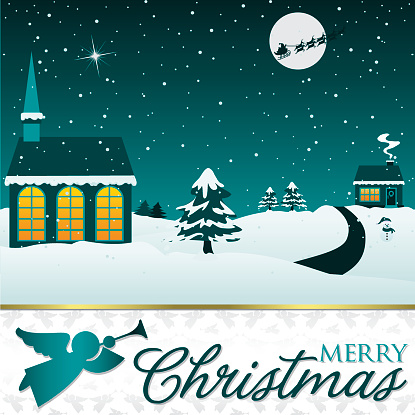 Winter Christmas scene card in vector format.