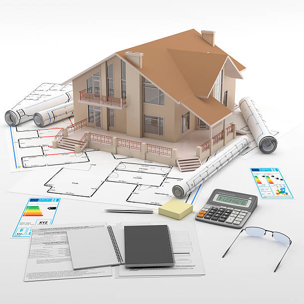 istock A house. Building plans and European energy labels. 524941865