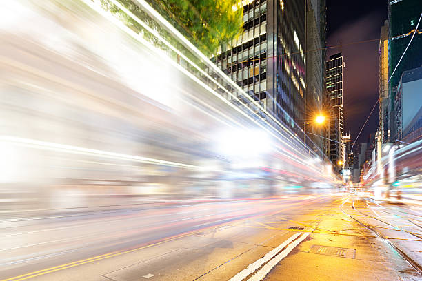 istock Hong Kong night view with car light 524942183