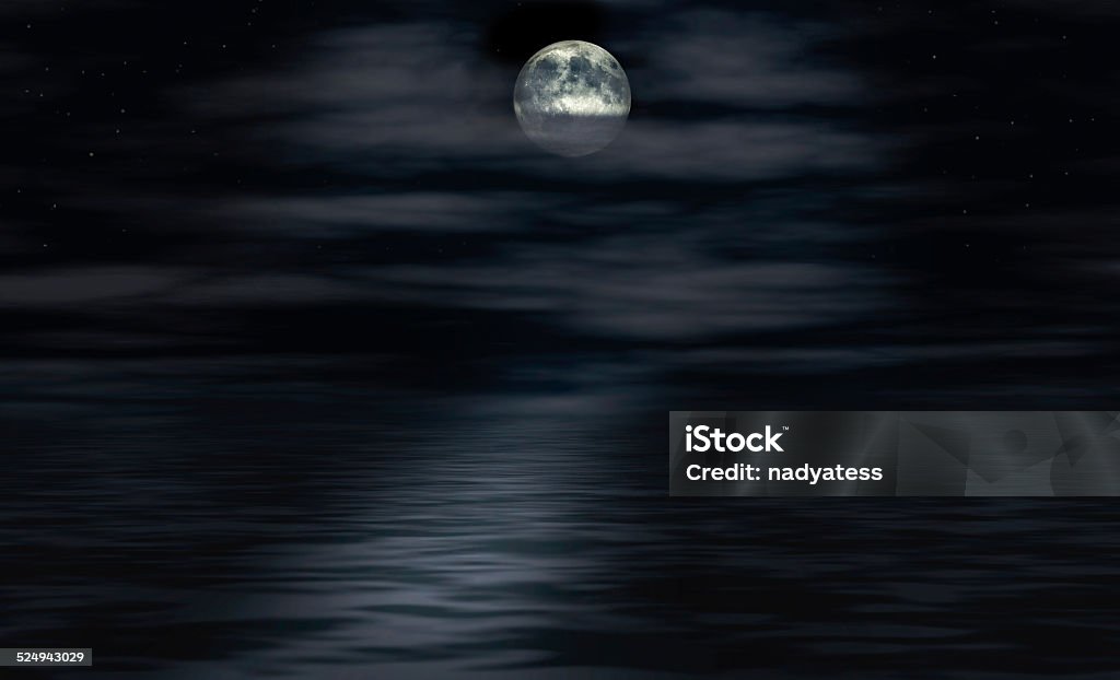 moon shines over water Backgrounds Stock Photo