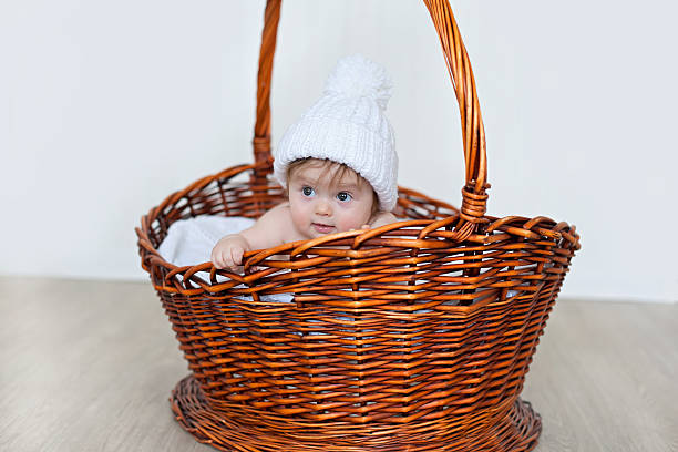 istock Cute baby at winter hat 524943087