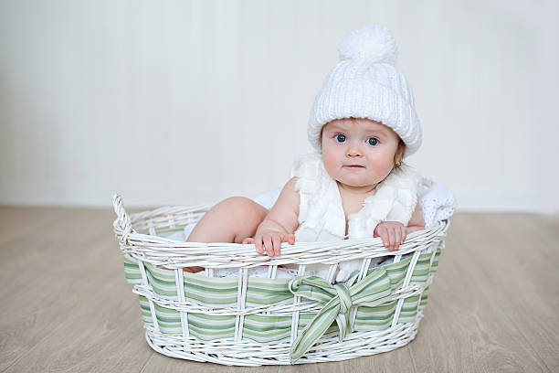 istock Cute baby at winter hat 524943089