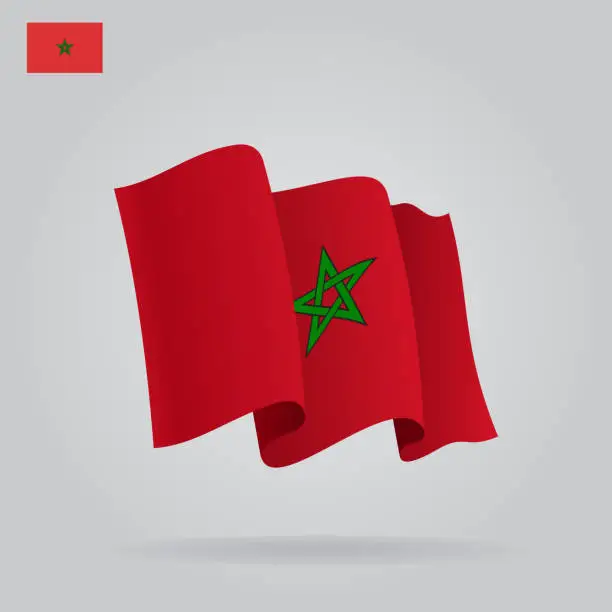 Vector illustration of Flat and waving Moroccan Flag. Vector