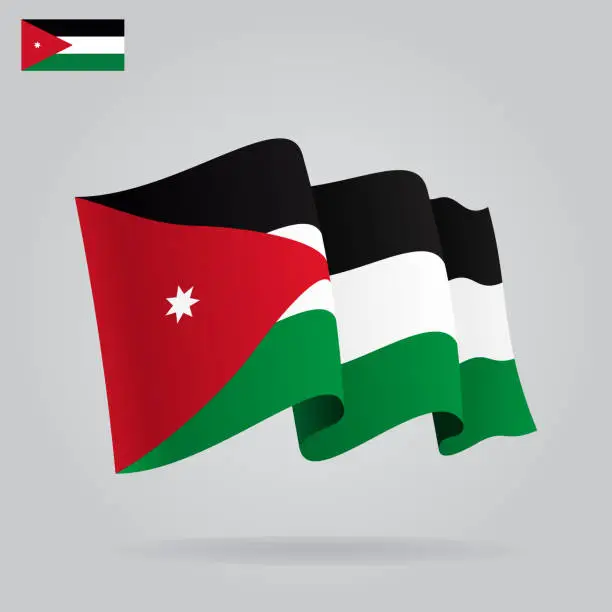 Vector illustration of Flat and waving Jordan Flag. Vector