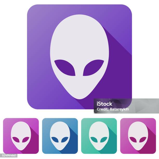 Set Flat Icons Of Alien Head Creature From Another World Stock Illustration - Download Image Now