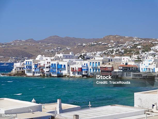 Mykonos Island Greece Stock Photo - Download Image Now - Aegean Sea, Architecture, Balcony