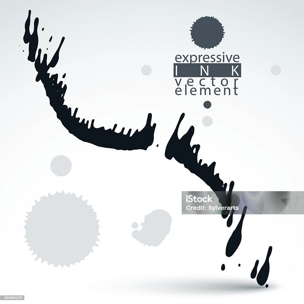 Artistic monochrome abstract dirty ink template Artistic monochrome abstract dirty ink template, scanned and traced splashing decorative element. Rough grungy background. Abstract stock vector