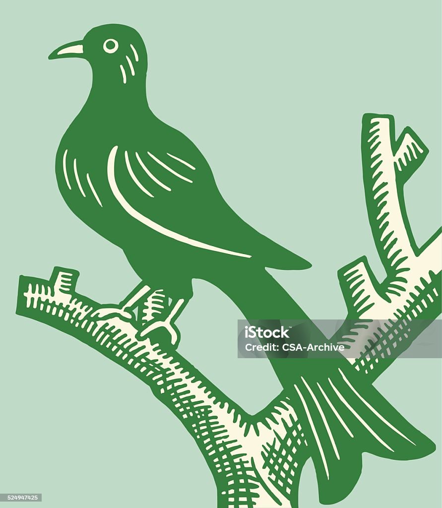 Pájaro ubicada en una rama - arte vectorial de Pájaro libre de derechos