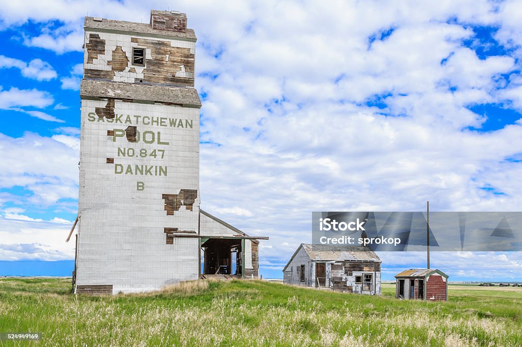 Abandoned Grain Elevator Old abandoned grain elevator in the ghost town of Dankin, Saskatchewan, Canada. Abandoned Stock Photo