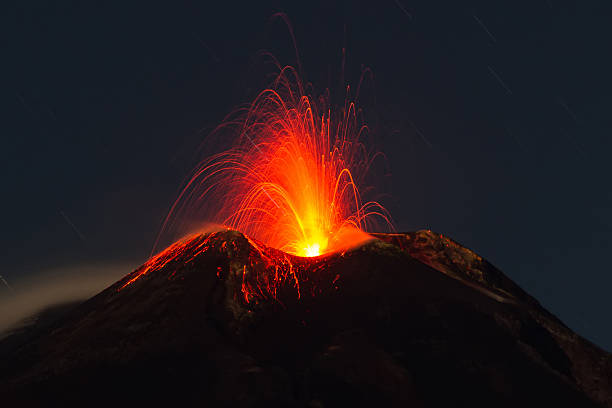 Eruption of the volcano "Etna" in Sicily, Italy stock photo