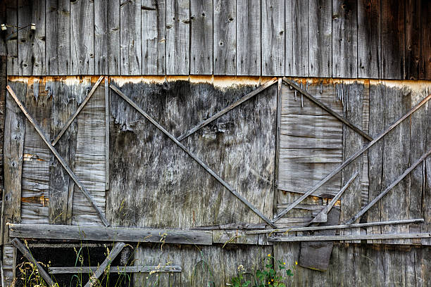 istock Old weathered plywood wall. 524996193